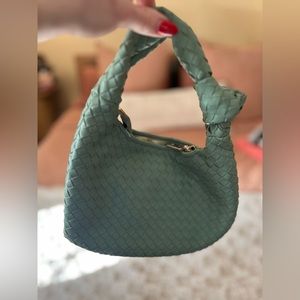 Melie Bianco small woven satchel mint green